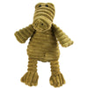 Jouet en peluche ressemblant à un chien avec une fourrure brune texturée et de grandes pattes.