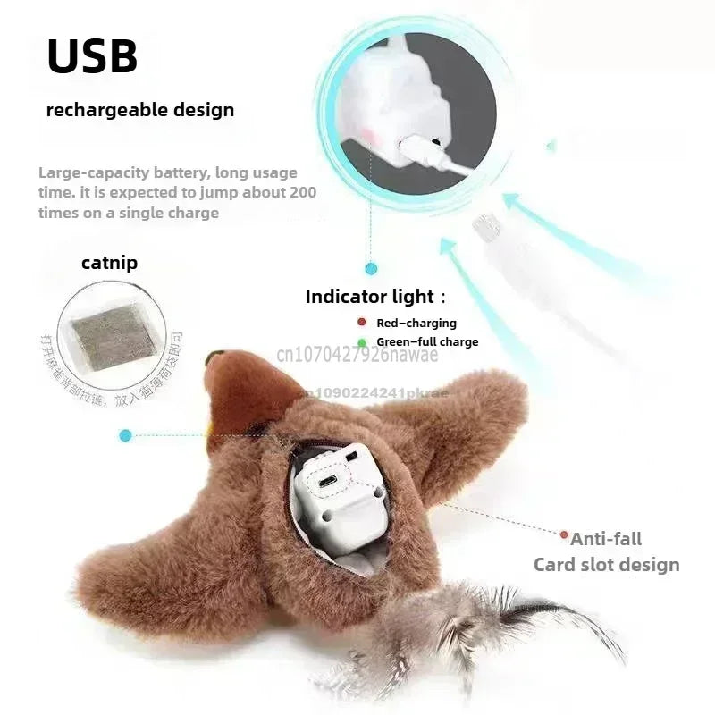Rechargeable Chirping Bird Cat Toy with Catnip