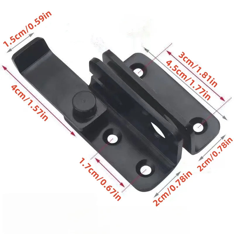 Black Sliding Bolt Lock for Cabinets, Doors, and Pet Cages