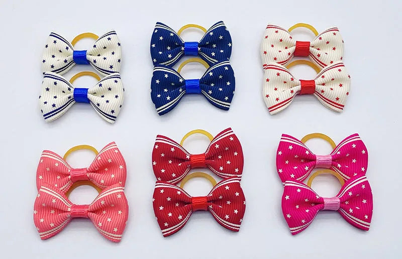 Pet Hair Bows with Elastic Bands (100-Pack)
