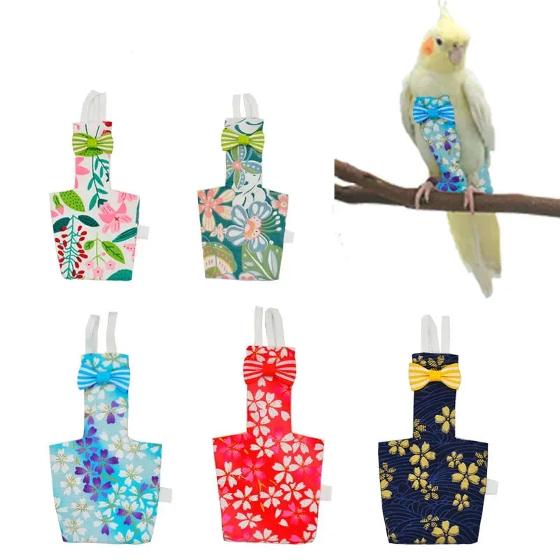 Couch-culotte pour Perruche avec Nœud Papillon - Combinaison Colorée pour Oiseaux