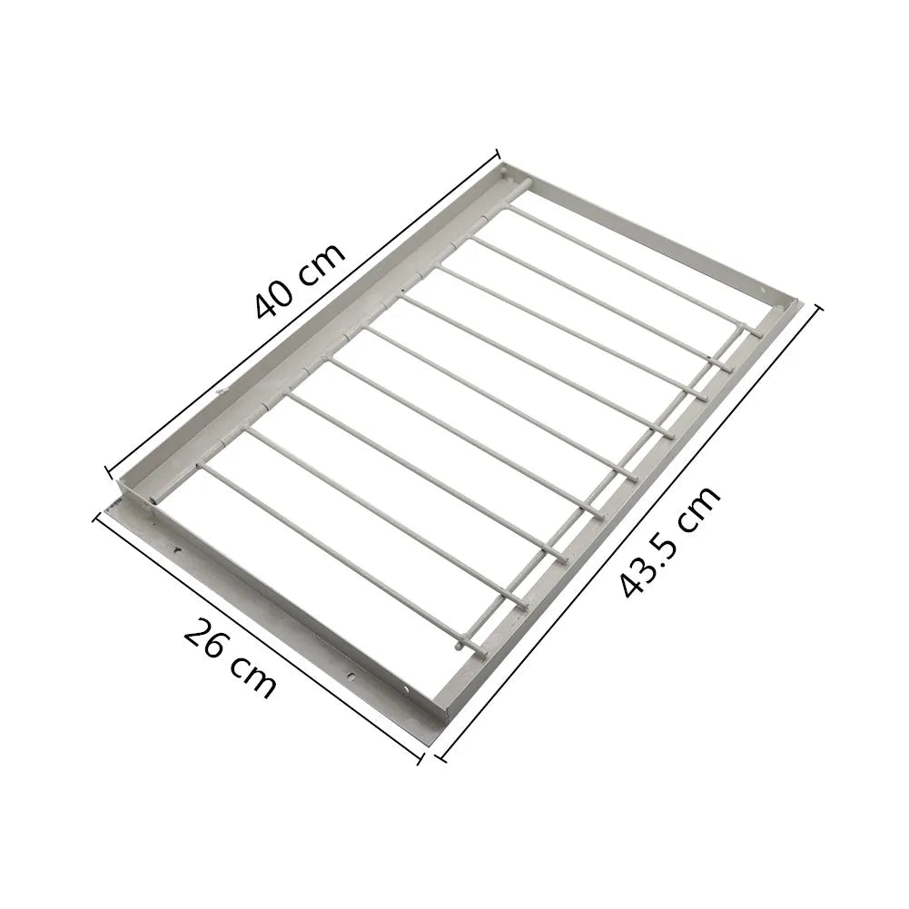 Stainless steel pigeon loft trap door with dimensions 40 cm by 26 cm