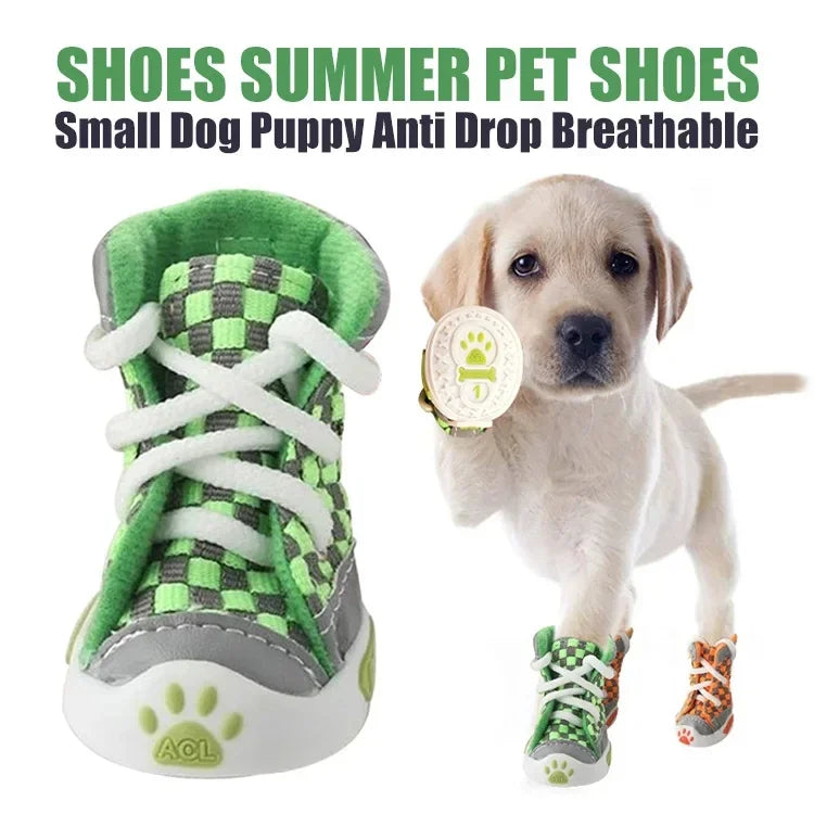 Corduroy Anti-Drop Breathable Dog Shoes for Small Puppies (Set of 4)