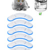 A set of four white and blue activated carbon replacement filters for pet water fountains.