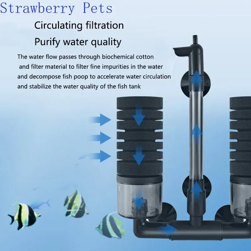 Aquarium Biochemical Sponge Filter with Air Pump Skimmer