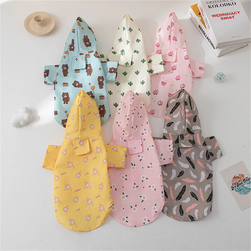 Cartoon Printed Waterproof Dog Raincoat