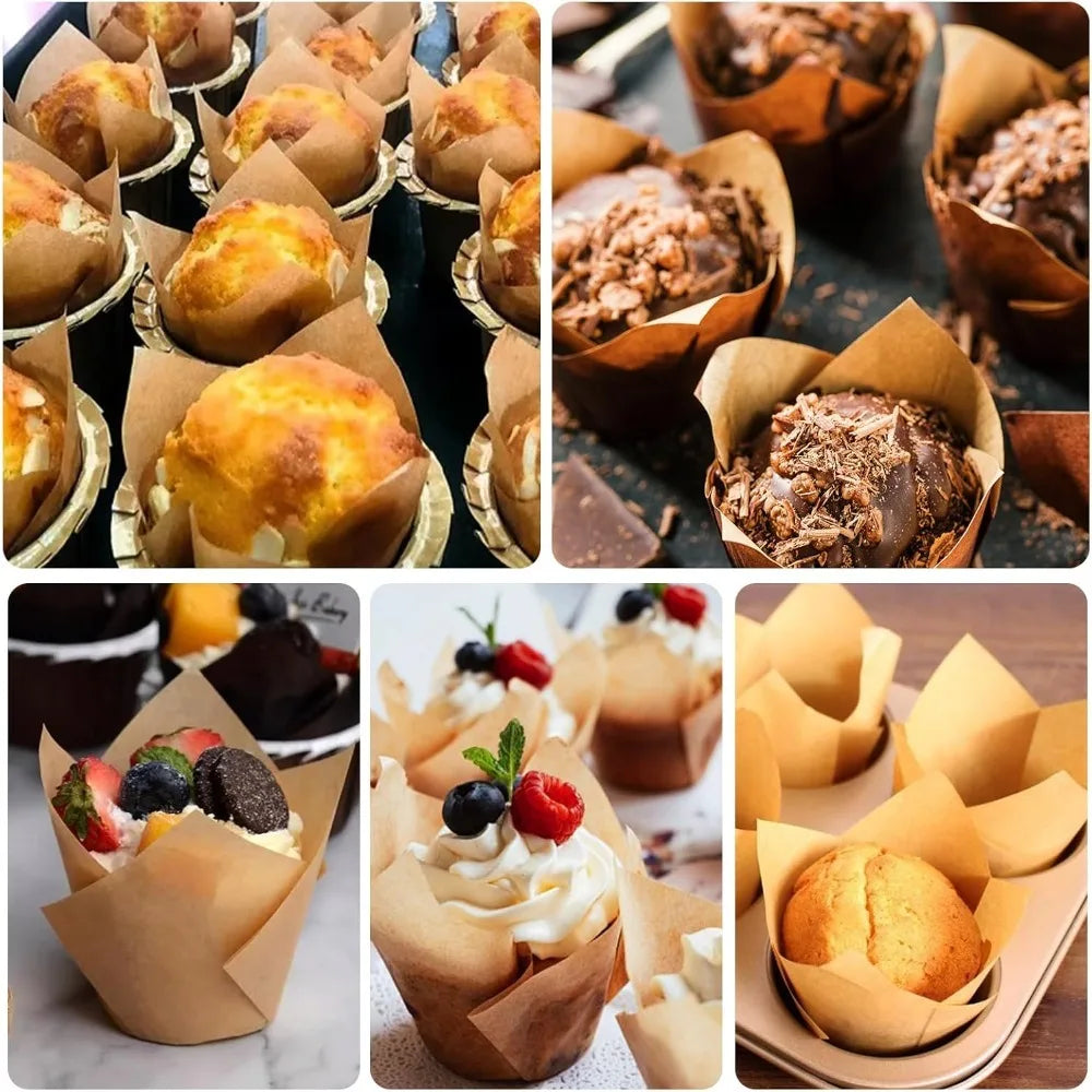 Natural Unbleached Tulip Cupcake Liners (100-Pack)