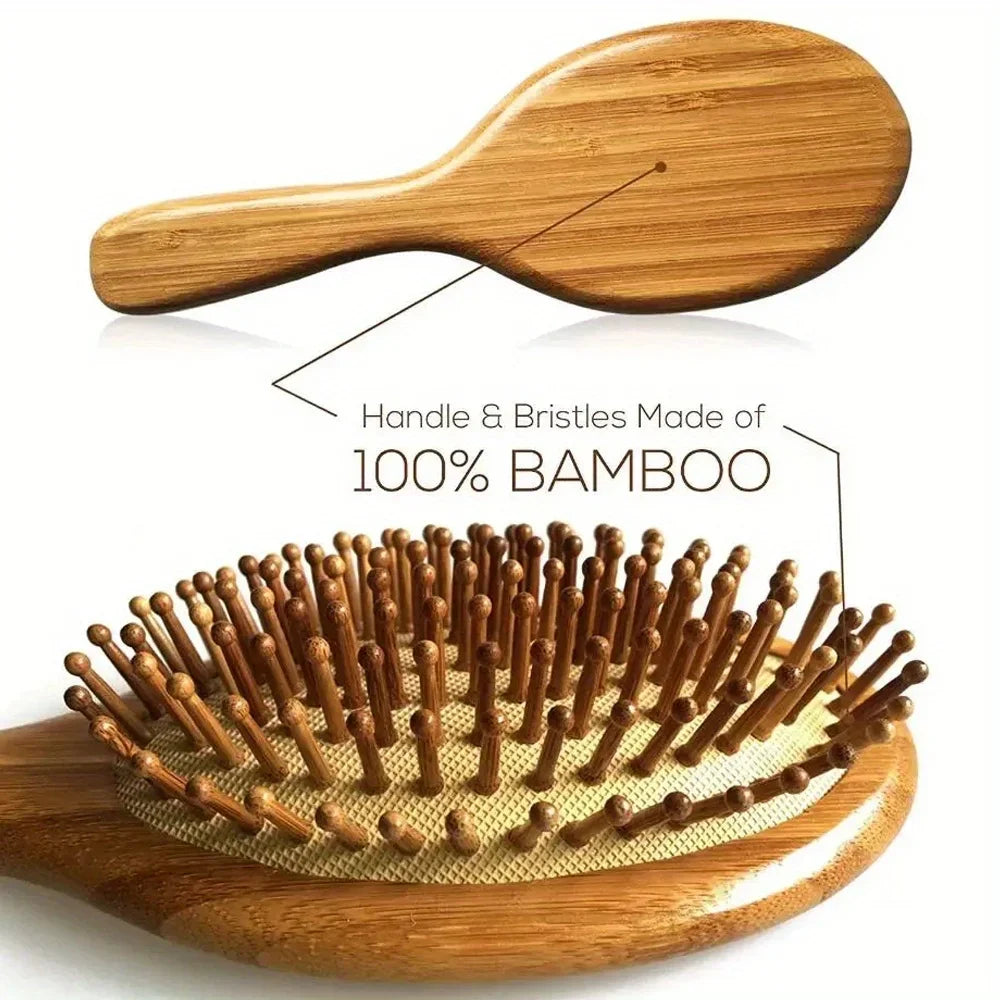 Natural Bamboo Air Cushion Scalp Massage Hair Brush – Detangling & Anti-Static