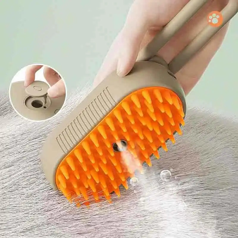 Massagebürste mit Feuchtigkeits-Spray für Haustiere – Ein-Knopf-Dampfsystem