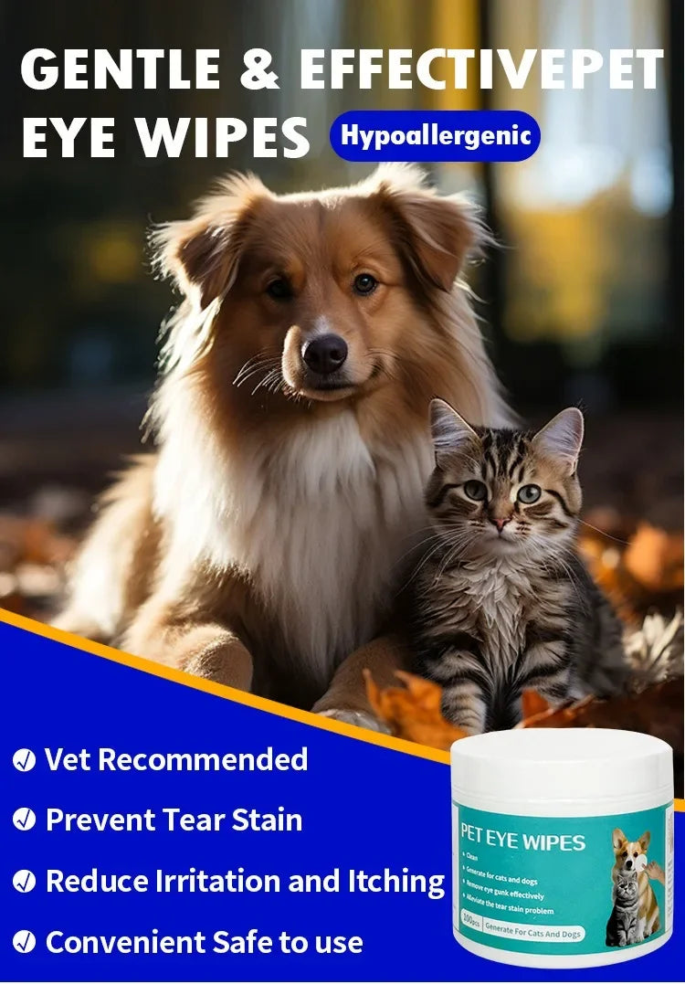 Pet Eye Wipes for Cats and Dogs – Tear Stain Remover Wipes