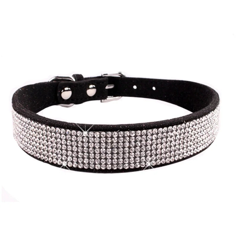 Kristall-Straß-Halsband aus Leder