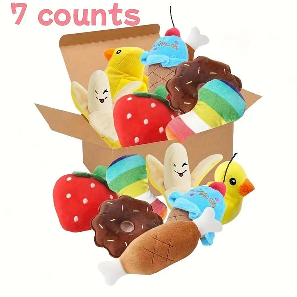 7-Piece Puppy Sound Toy Set - Plush Chew and Squeaky Toys