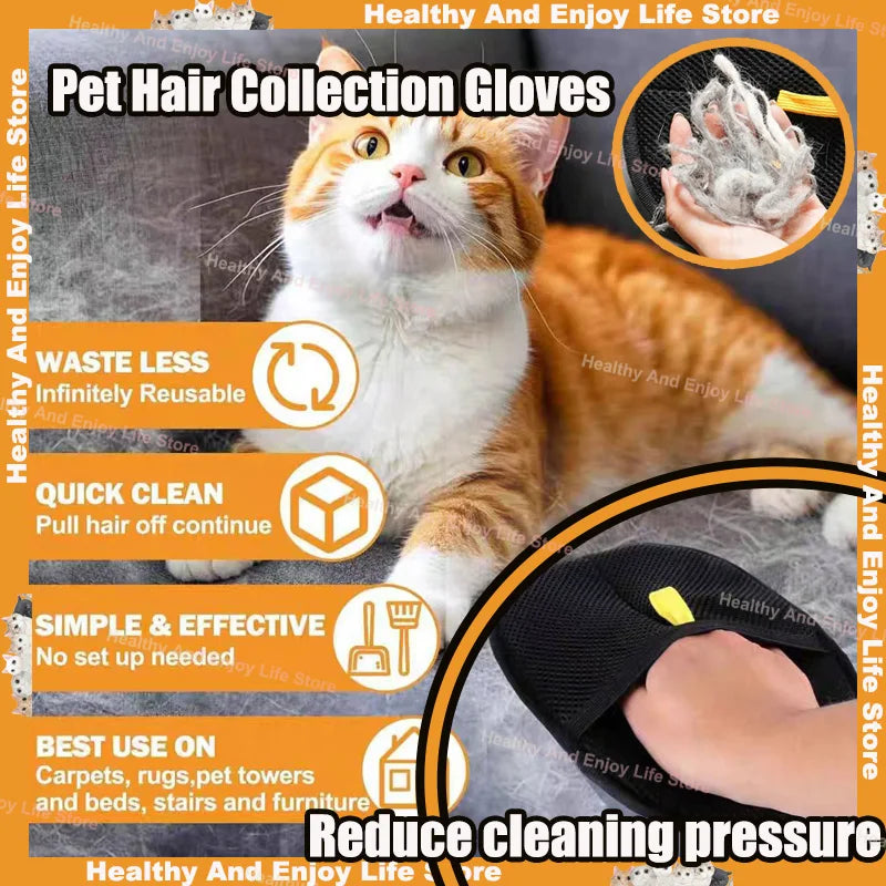 Double-Sided Pet Hair Removal and Grooming Gloves