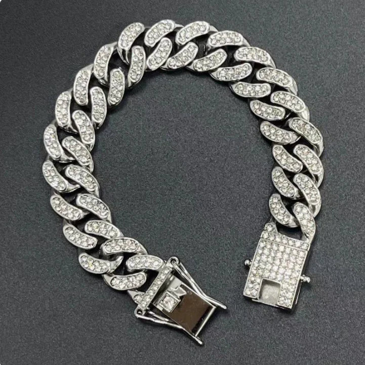 Luxury Gold Stainless Steel Dog Collar with Diamond Inlay
