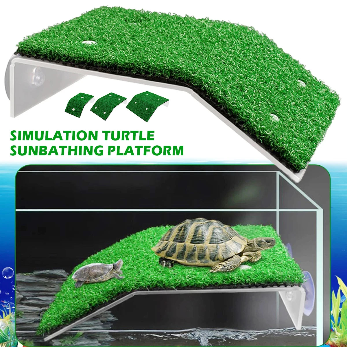 Turtle Basking Platform with Simulation Lawn Ramp
