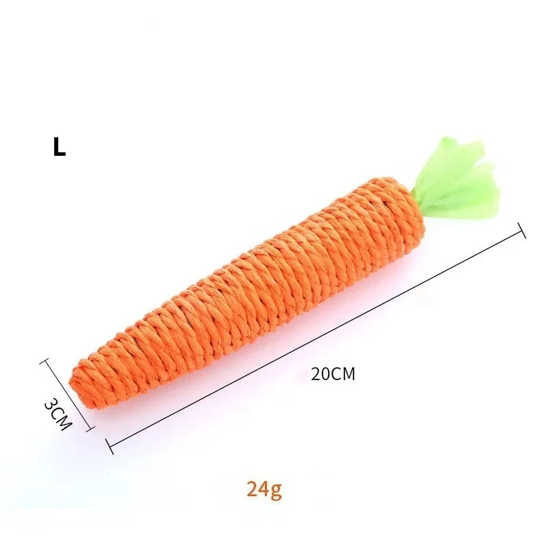 Orange carrot plush toy for cat teething with an anti-scratch design