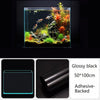 Glossy black adhesive-backed film for a 50x100cm aquarium background featuring tropical fish and plants