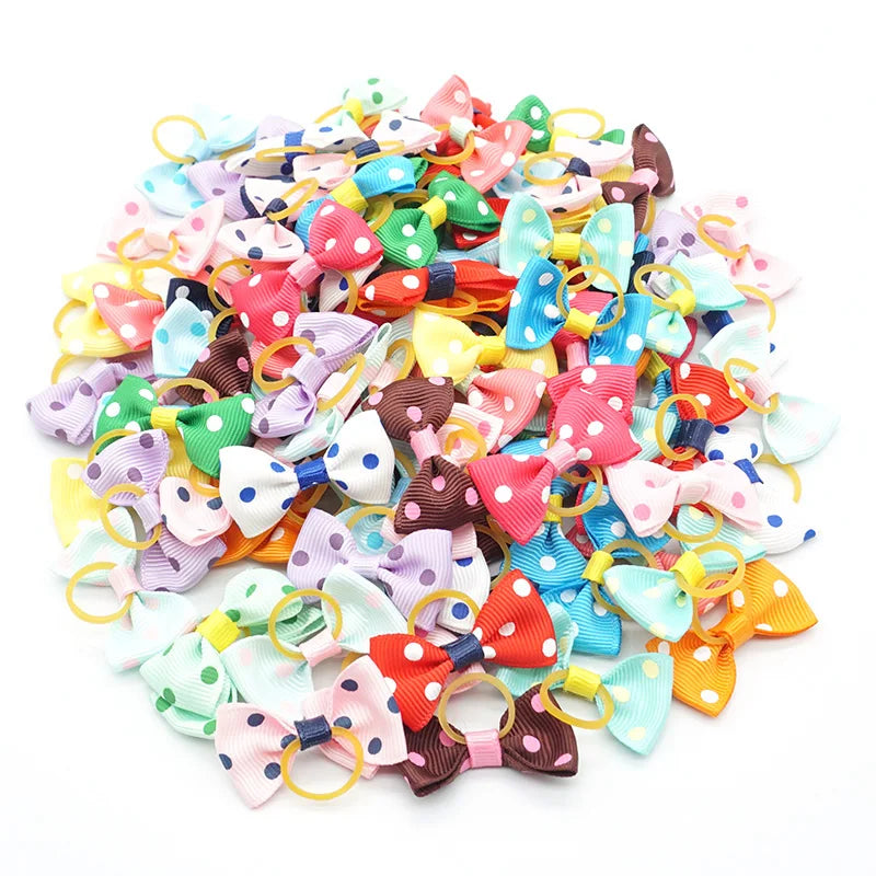 Pet Hair Bows with Elastic Bands (100-Pack)