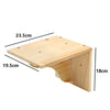 A wooden cat climbing hammock with dimensions 23.5cm by 19.5cm and a depth of 18cm.