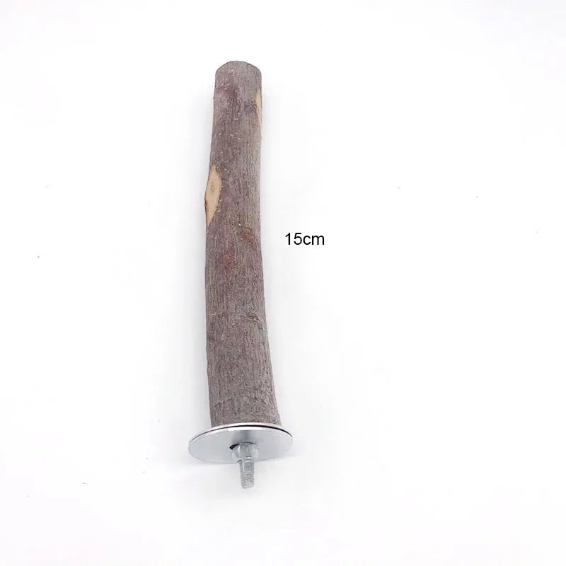Un percha de madera natural, de aproximadamente 15 cm de largo, con una base de montaje metálica.
