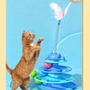 Interactive Cat Turntable Toy with Feather Wand and Rolling Ball