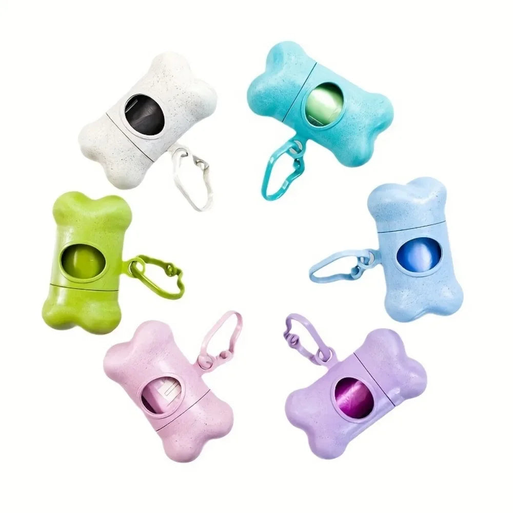 Bone-Shaped Pet Waste Bag Dispenser with Clip