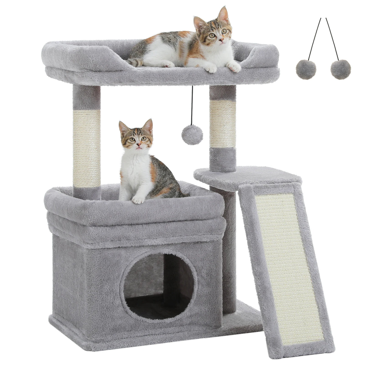 Compact Cat Tree Tower with Sisal Scratching Posts and Cozy Perches
