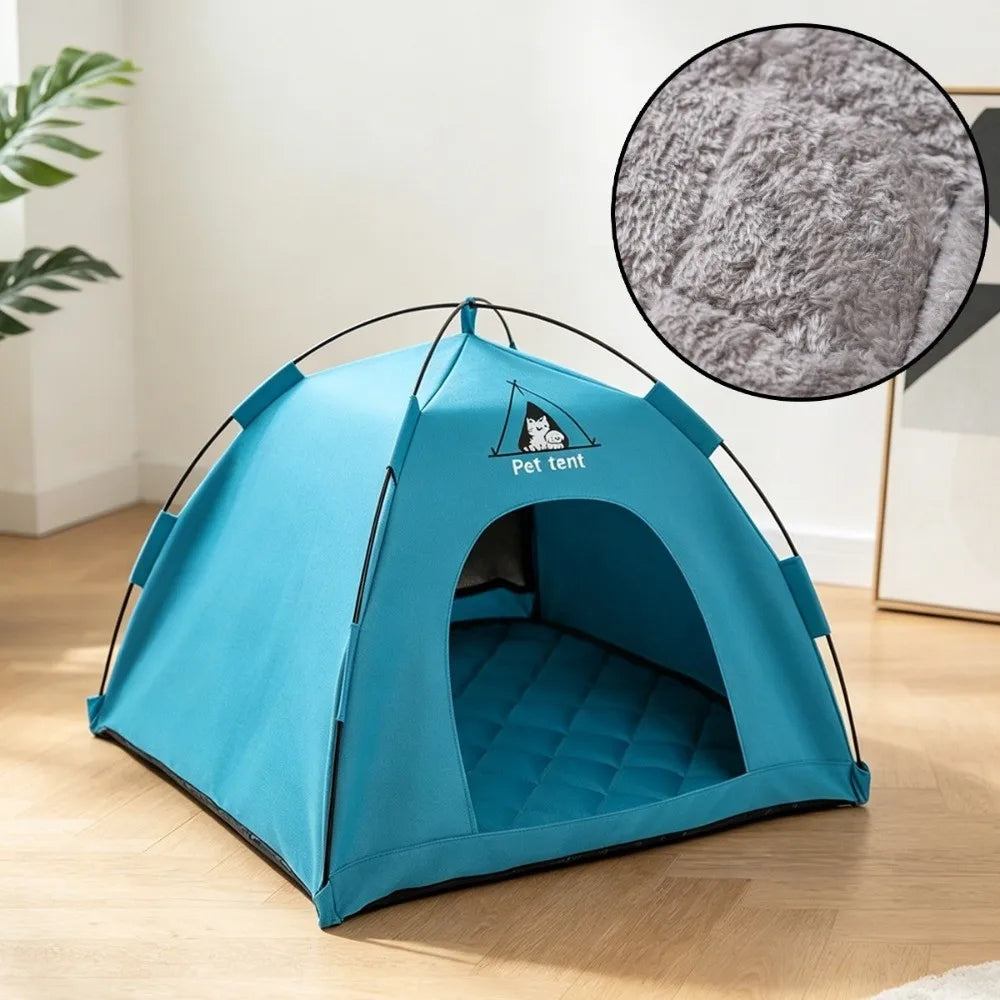Breathable Pet Tent House with Foldable Design and Double-Sided Mat