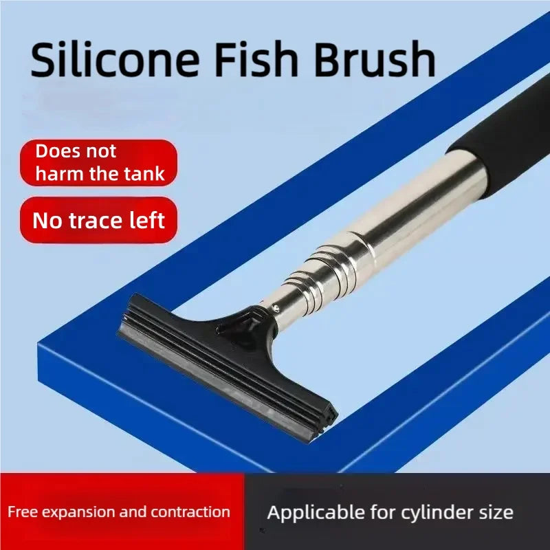 Telescopic Aquarium Algae Scraper with Stainless Steel Pole and Silicone Head