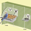 A large and small durable stainless steel pet feeding bowl are shown in a grid context.