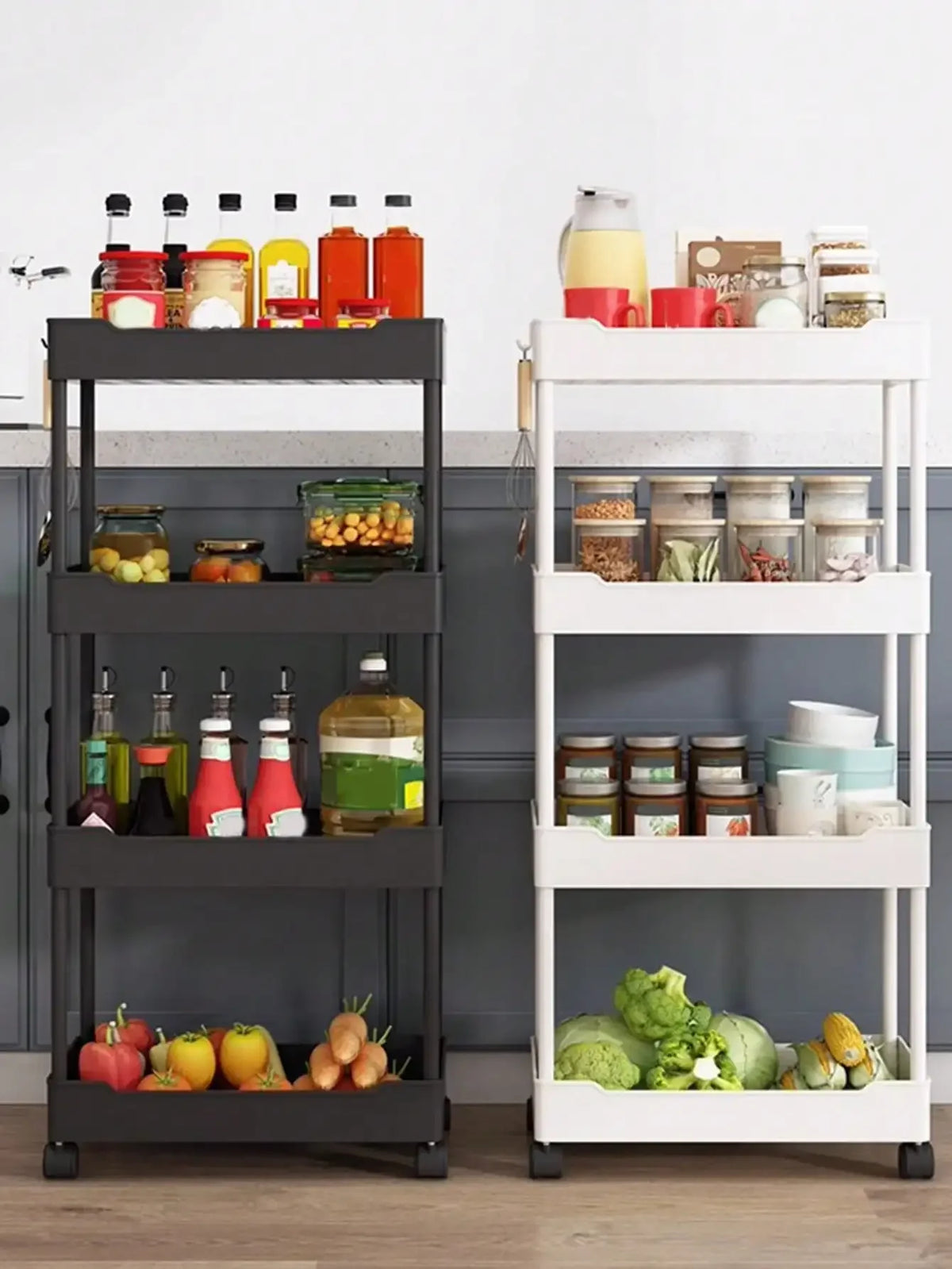 Rolling Utility Storage Cart with 3/4 Tiers