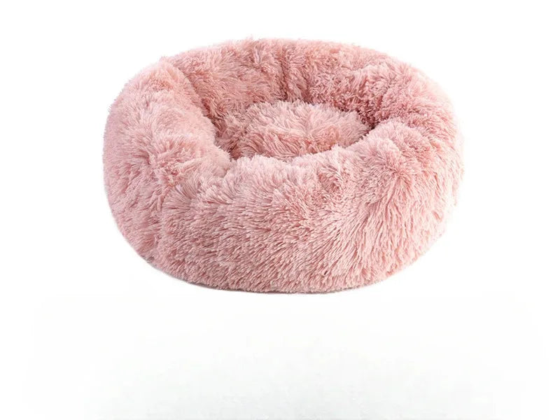 Cozy Plush Round Pet Bed with Detachable Washable Cover