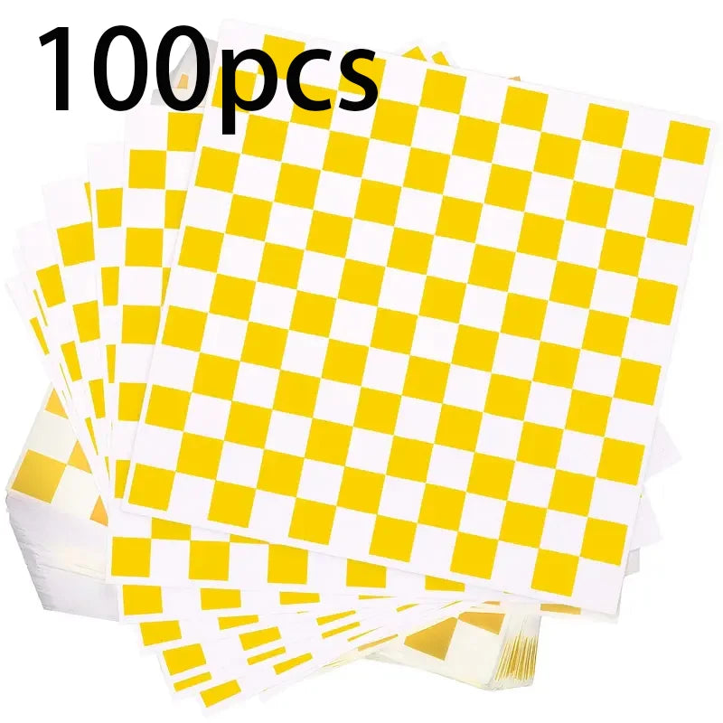 Checkerboard Pattern Oil-Proof Sandwich Wrapping Paper (100 Sheets)