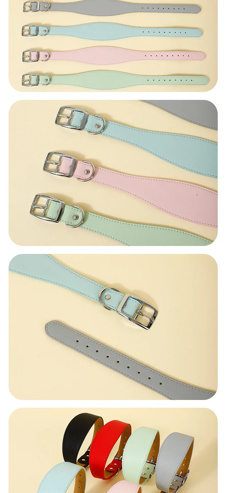 Wide Leather Dog Collar for Long-Necked Breeds