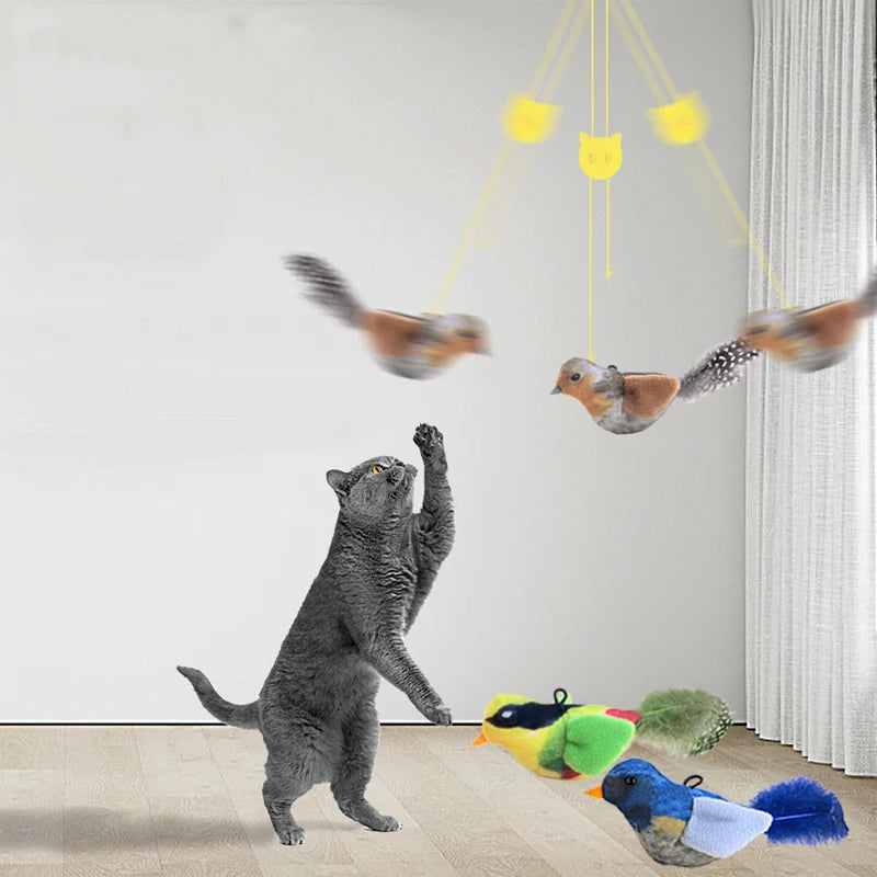 Realistisch wirkender Plüsch-Vogel-Katzenspielzeug mit Federn