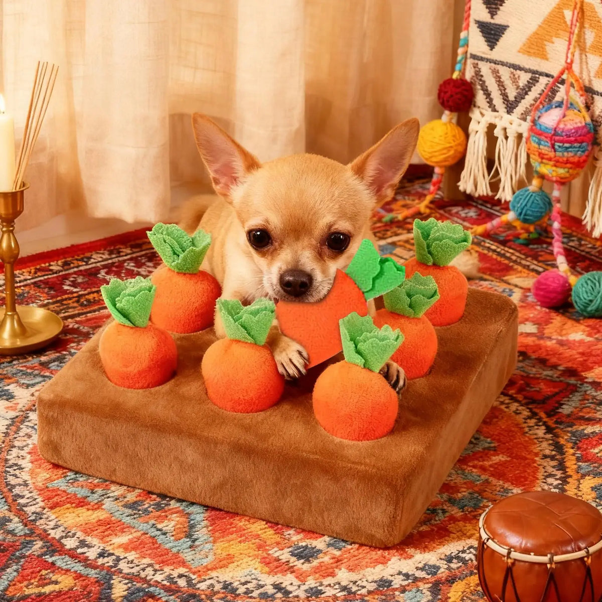 Interactive Snuffle Mat for Dogs with Carrot Toys