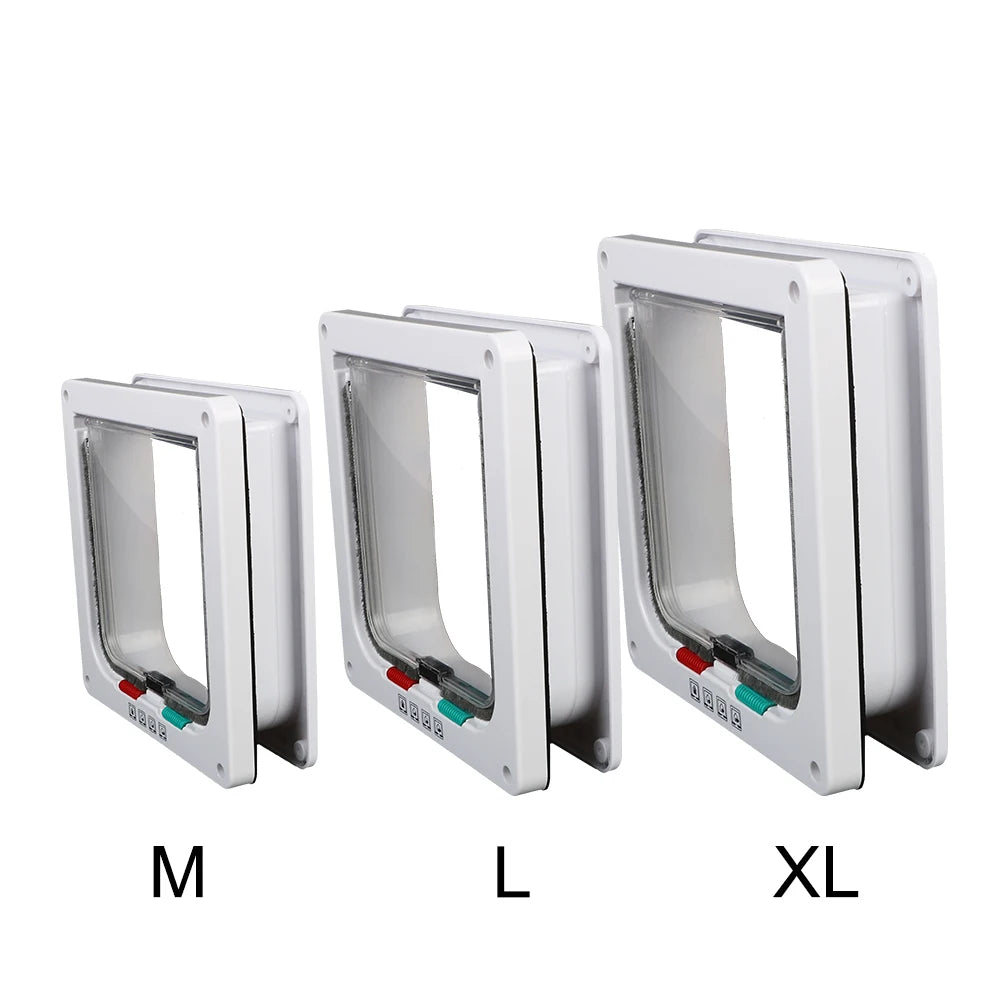 Pet Door with 4-Way Lock for Cats and Dogs - Secure, Weatherproof Flap