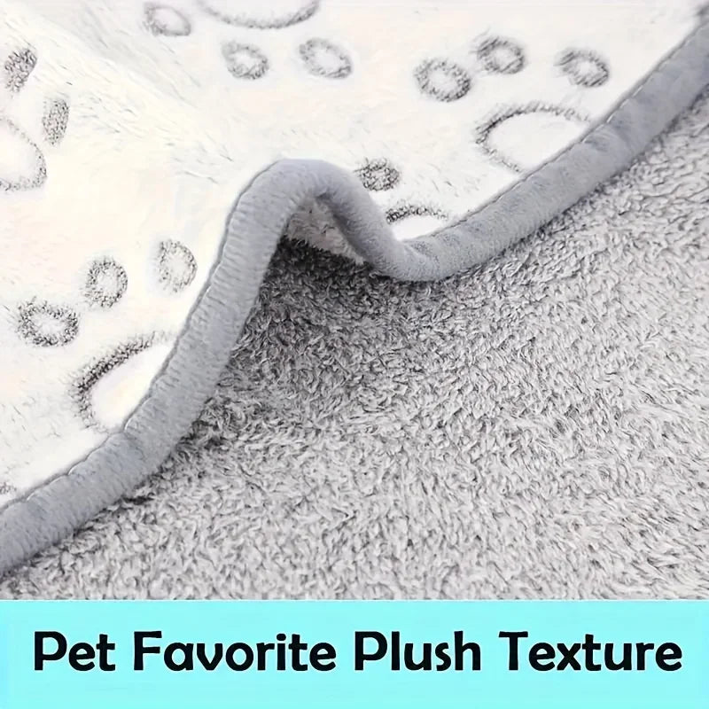 Cozy Flannel Pet Blanket with Paw Print Design