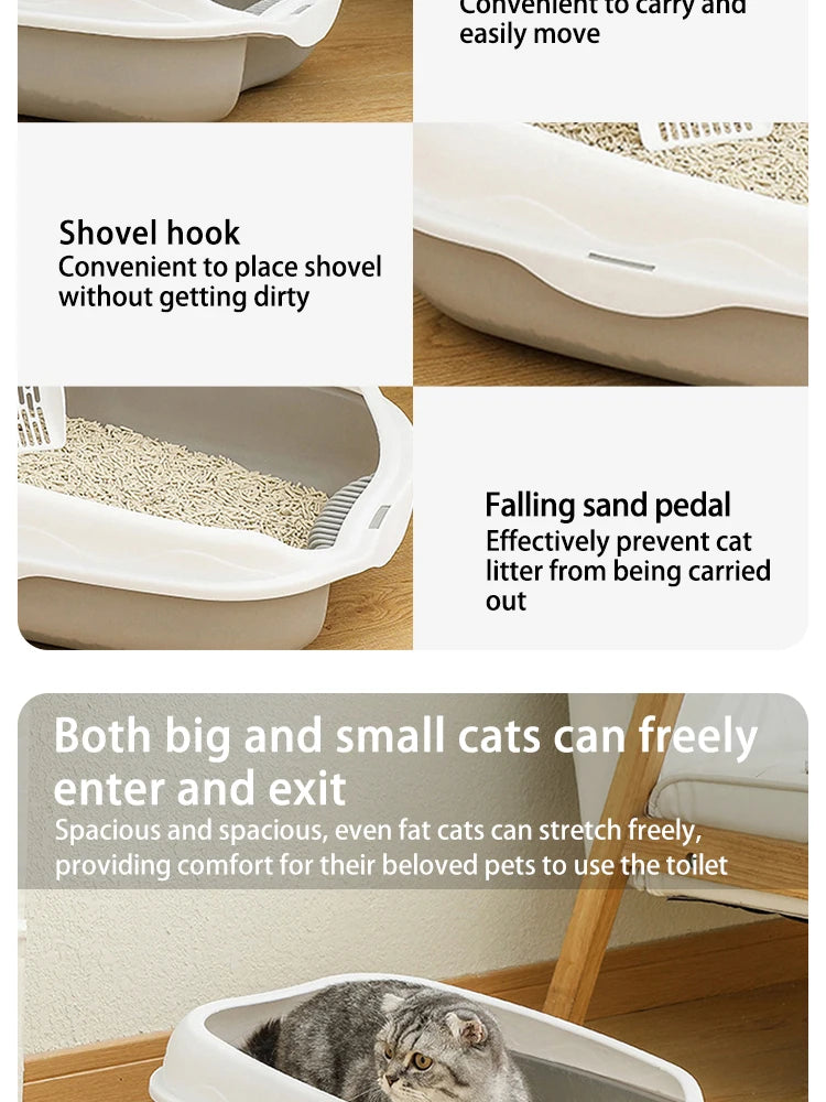 Halboffene Katzentoilette mit Spritzschutz