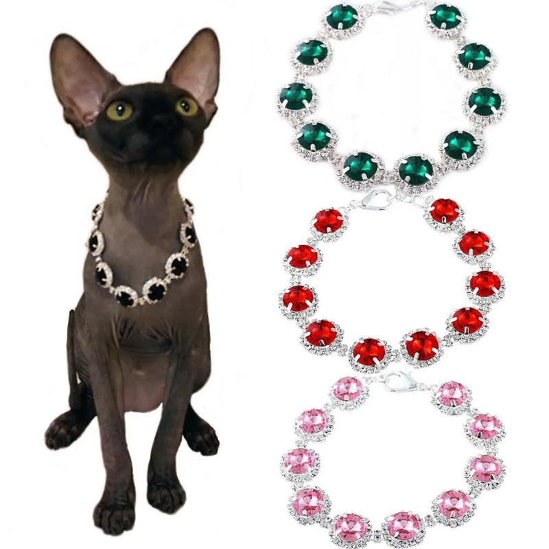 Luxury Rhinestone Dog Collar with Adjustable Chain