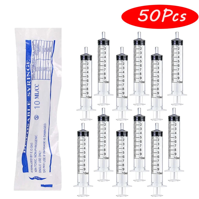 10ml Plastic Syringe for Liquid Measurement & Dispensing (Pack of 10)