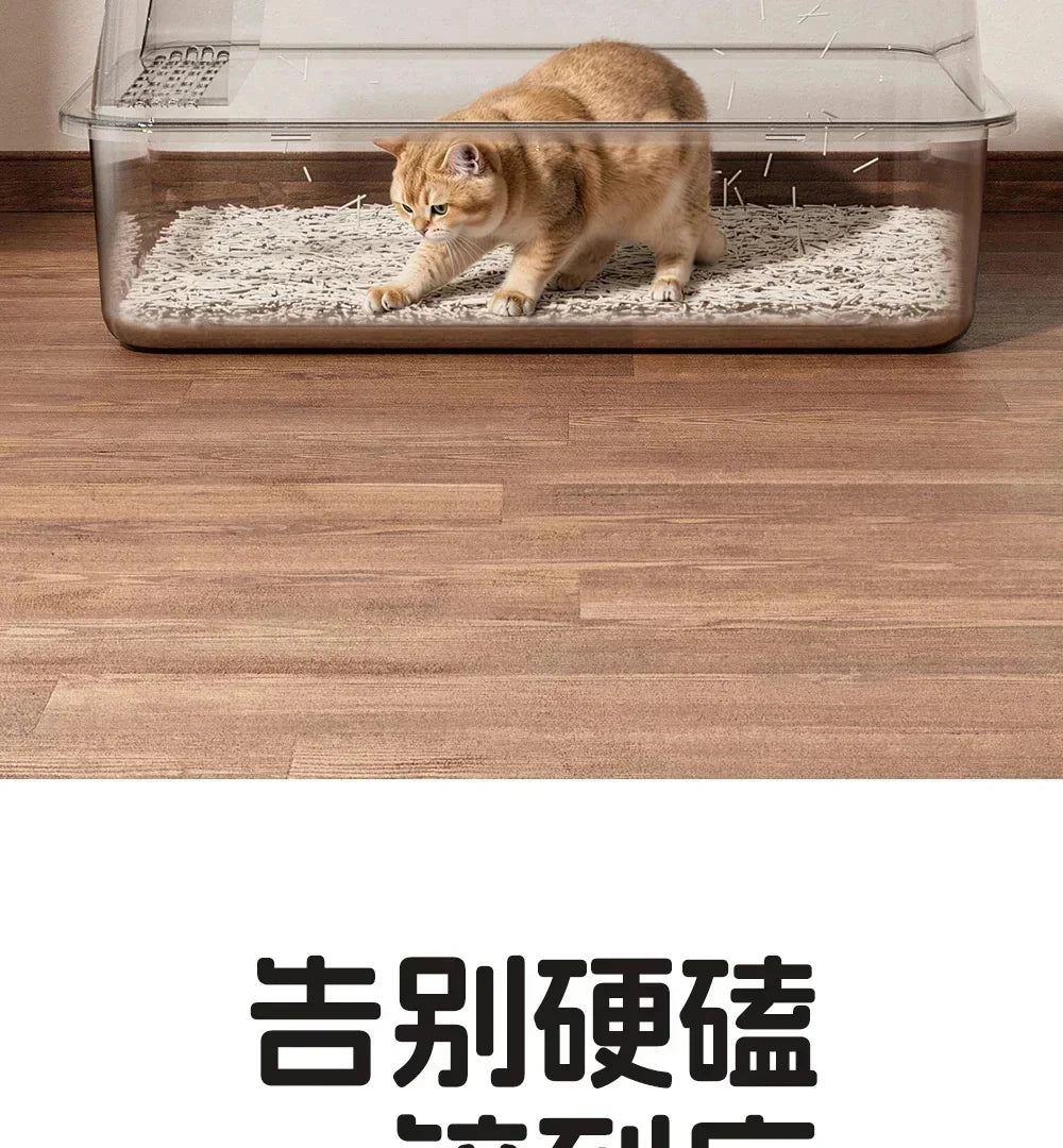 Extra-Large Stainless Steel Cat Litter Box with Splash-Proof Rim