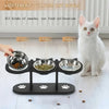 Comedero Elevado para Gatos de 3 Niveles con Base de Madera y Acero Inoxidable
