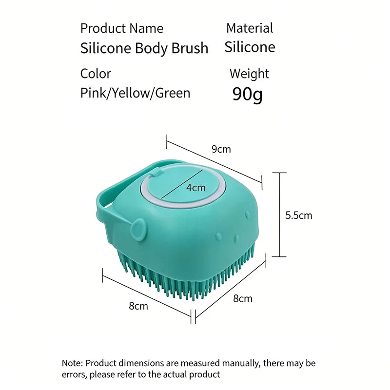 Silicone Pet Bath Massage Brush with Foam Dispenser