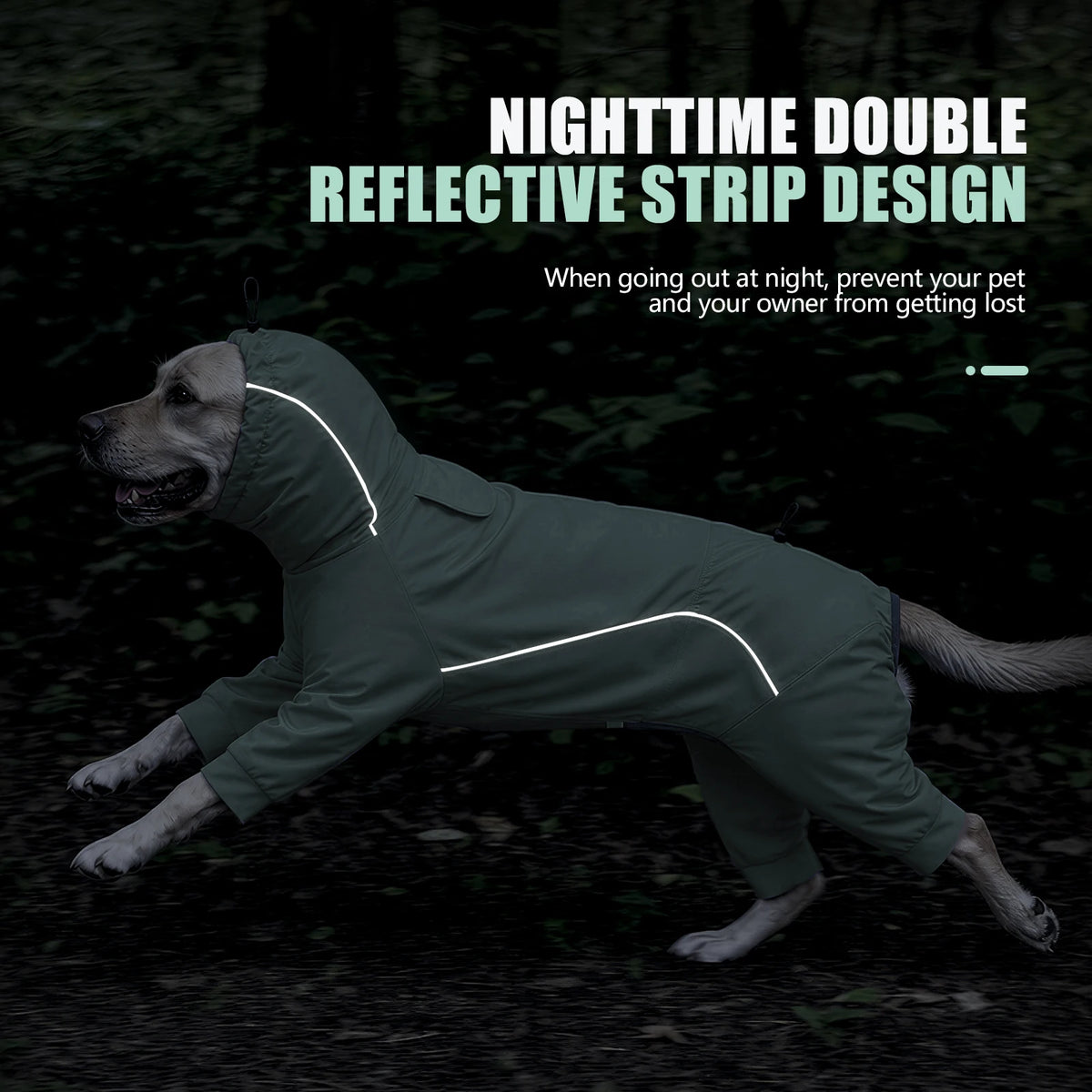 Waterproof Dog Raincoat with Reflective Stripe and Hood