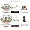 Stainless steel pet bowls in medium and large sizes with non-slip silicone bases shown next to cats and dogs