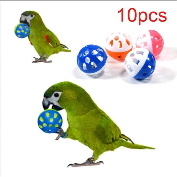 10pc Colorful Hollow Rolling Bell Ball Parrot Toy