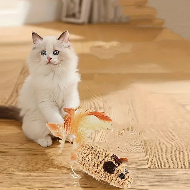 Sisal- & Plüsch-Maus-Spielzeug für Katzen