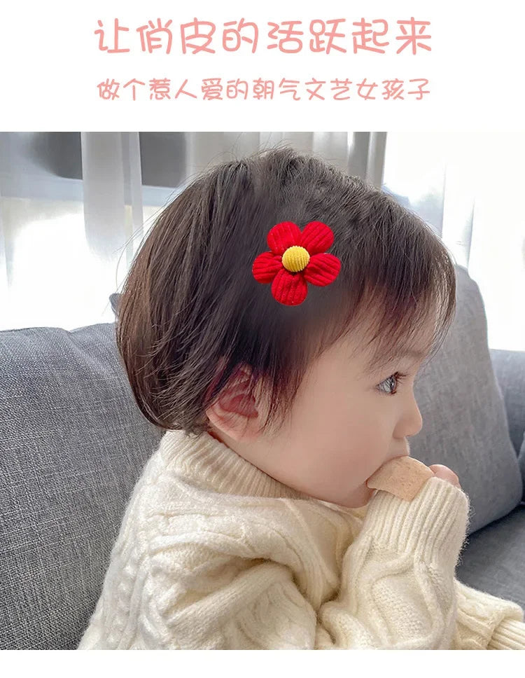 Adorable Flower Snap Clips for Baby Girls (Set of 6)