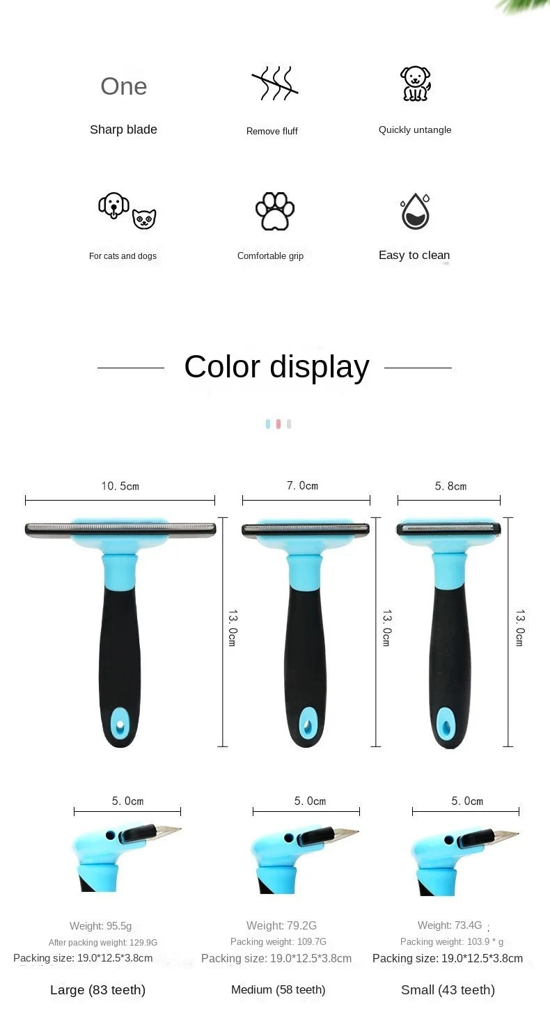 Detachable Pet Hair Grooming Comb with Replaceable Heads